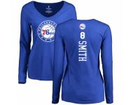 NBA Women Nike Philadelphia 76ers #8 Zhaire Smith Royal Blue Backer Long Sleeve T-Shirt