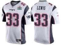 NEW ENGLAND PATRIOTS #33 DION LEWIS WHITE SUPER BOWL LII BOUND GAME JERSEY