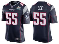 NEW ENGLAND PATRIOTS #55 ERIC LEE NAVY SUPER BOWL LII BOUND GAME JERSEY