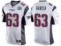 NEW ENGLAND PATRIOTS #63 ANTONIO GARCIA WHITE SUPER BOWL LII BOUND GAME JERSEY