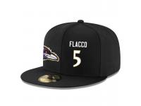 NFL Baltimore Ravens #5 Joe Flacco Snapback Adjustable Player Hat - BlackWhite
