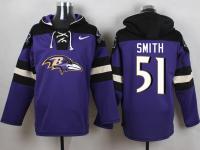 NFL Baltimore Ravens (LB) #51 Daryl Smith Men Purple Pullover Hoodie