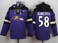 NFL Baltimore Ravens (OLB) #58 Elvis Dumervil Men Purple Pullover Hoodie