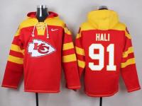 NFL Kansas City Chiefs (LB) #91 Tamba Hali Men Red Pullover Hoodie