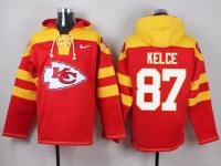 NFL Kansas City Chiefs (TE) #87 Travis Kelce Men Red Pullover Hoodie