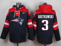 NFL New England Patriots (K) #3 Stephen Gostkowski Men Navy Blue Pullover Hoodie