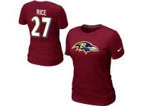 NFL Nike Baltimore Ravens #27 Ray Rice Women T-Shirt Red