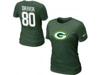 NFL Nike Green Bay Packers #80 Donald Driver Women T-Shirt Green