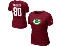 NFL Nike Green Bay Packers #80 Donald Driver Women T-Shirt Red