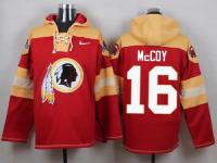 NFL Washington Redskins (QB) #16 Colt McCoy Men Burgundy Pullover Hoodie