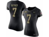 NFL Women Nike Kansas City Chiefs #7 Harrison Butker Black Camo Salute to Service T-Shirt