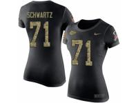 NFL Women Nike Kansas City Chiefs #71 Mitchell Schwartz Black Camo Salute to Service T-Shirt