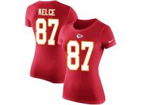 NFL Women Nike Kansas City Chiefs #87 Travis Kelce Red Rush Pride Name & Number T-Shirt