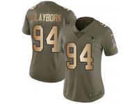 Nike Adrian Clayborn Limited Olive Gold Women's Jersey - NFL New England Patriots #94 2017 Salute to Service