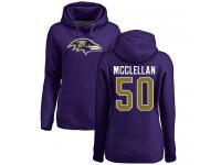 Nike Albert McClellan Purple Name & Number Logo Women's - NFL Baltimore Ravens #50 Pullover Hoodie