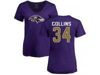 Nike Alex Collins Purple Name & Number Logo Women's - NFL Baltimore Ravens #34 T-Shirt