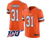 Nike Broncos #31 Justin Simmons Orange Men's Stitched NFL Limited Rush 100th Season Jersey