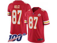 Nike Chiefs #87 Travis Kelce Red Team Color Youth Stitched NFL 100th Season Vapor Limited Jersey