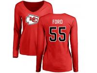 Nike Dee Ford Red Name & Number Logo Slim Fit Women's - NFL Kansas City Chiefs #55 Long Sleeve T-Shirt