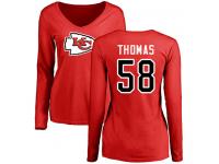 Nike Derrick Thomas Red Name & Number Logo Slim Fit Women's - NFL Kansas City Chiefs #58 Long Sleeve T-Shirt