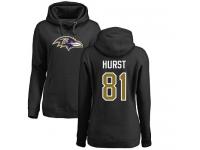 Nike Hayden Hurst Black Name & Number Logo Women's - NFL Baltimore Ravens #81 Pullover Hoodie