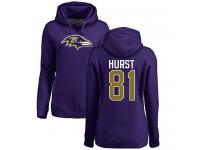Nike Hayden Hurst Purple Name & Number Logo Women's - NFL Baltimore Ravens #81 Pullover Hoodie