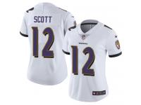 Nike Jaleel Scott Limited White Road Women's Jersey - NFL Baltimore Ravens #12 Vapor Untouchable