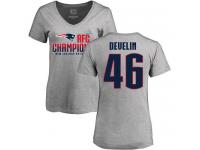 Nike James Develin Heather Gray 2017 AFC Champions V-Neck Women's - NFL New England Patriots #46 T-Shirt