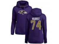 Nike James Hurst Purple Name & Number Logo Women's - NFL Baltimore Ravens #74 Pullover Hoodie