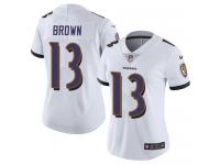 Nike John Brown Limited White Road Women's Jersey - NFL Baltimore Ravens #13 Vapor Untouchable