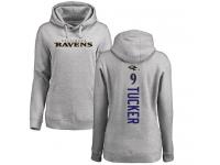 Nike Justin Tucker Ash Backer Women's - NFL Baltimore Ravens #9 Pullover Hoodie
