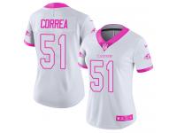 Nike Kamalei Correa Limited White Pink Women's Jersey - NFL Baltimore Ravens #51 Rush Fashion