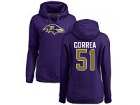 Nike Kamalei Correa Purple Name & Number Logo Women's - NFL Baltimore Ravens #51 Pullover Hoodie