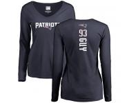 Nike Lawrence Guy Navy Blue Backer Slim Fit Women's - NFL New England Patriots #93 Long Sleeve T-Shirt