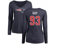 Nike Lawrence Guy Navy Blue Name & Number Logo Slim Fit Women's - NFL New England Patriots #93 Long Sleeve T-Shirt