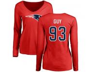 Nike Lawrence Guy Red Name & Number Logo Slim Fit Women's - NFL New England Patriots #93 Long Sleeve T-Shirt