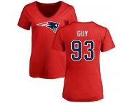 Nike Lawrence Guy Red Name & Number Logo Slim Fit Women's - NFL New England Patriots #93 T-Shirt