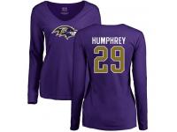 Nike Marlon Humphrey Purple Name & Number Logo Women's - NFL Baltimore Ravens #29 Long Sleeve T-Shirt