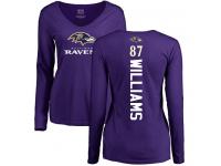 Nike Maxx Williams Purple Backer Women's - NFL Baltimore Ravens #87 Long Sleeve T-Shirt