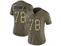 Nike Orlando Brown Jr. Limited Olive Camo Women's Jersey - NFL Baltimore Ravens #78 2017 Salute to Service