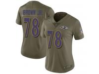 Nike Orlando Brown Jr. Limited Olive Women's Jersey - NFL Baltimore Ravens #78 2017 Salute to Service