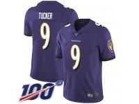 Nike Ravens #9 Justin Tucker Purple Team Color Men's Stitched NFL 100th Season Vapor Limited Jersey
