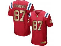 Nike Rob Gronkowski Elite Red Gold Alternate Men's Jersey - NFL New England Patriots #87