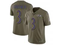 Nike Robert Griffin III Limited Olive Youth Jersey - NFL Baltimore Ravens #3 2017 Salute to Service