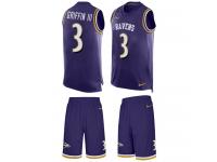 Nike Robert Griffin III Purple Men's Jersey - NFL Baltimore Ravens #3 Tank Top Suit