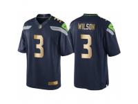 Nike Seattle Seahawks 3 Russell Wilson 2016 Christmas Navy Golden Men's NFL Game Special Edition Jersey