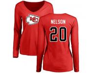 Nike Steven Nelson Red Name & Number Logo Slim Fit Women's - NFL Kansas City Chiefs #20 Long Sleeve T-Shirt