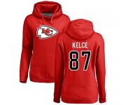Nike Travis Kelce Red Name & Number Logo Women's - NFL Kansas City Chiefs #87 Pullover Hoodie