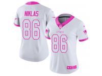 Nike Troy Niklas Limited White Pink Women's Jersey - NFL New England Patriots #86 Rush Fashion