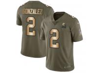 Nike Zane Gonzalez Limited Olive Gold Men's Jersey - NFL Cleveland Browns #2 2017 Salute to Service